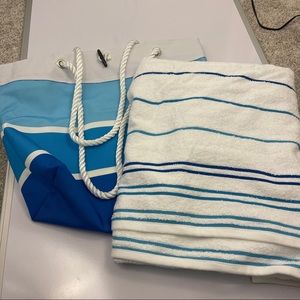 Beach/ Pool rope handle tote with matching towel